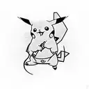 Pikachu with joint as tail  tattoo design idea