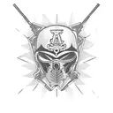front of a chopper motorcycle fork  tattoo design idea