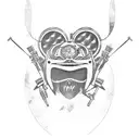 front of a chopper motorcycle fork  tattoo design idea