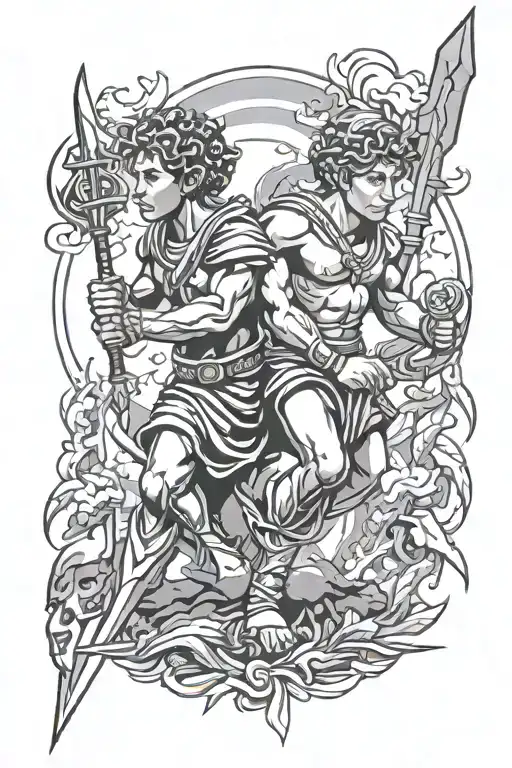 boy David vs Goliath themed tattoo tattoo design idea