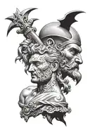 David holding goliaths head chopped tattoo design idea