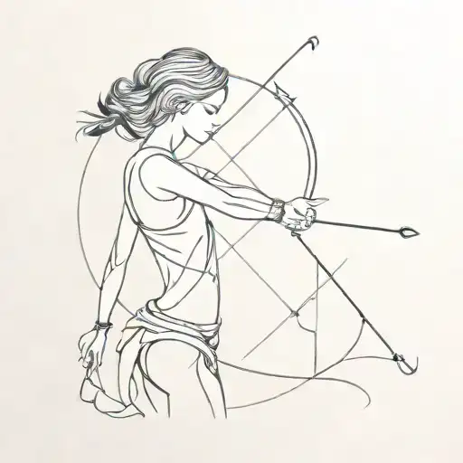 silhouette of a woman holding a bow and arrow made tattoo design idea