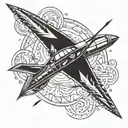 aeroplane and arrow weapon tattoo design idea