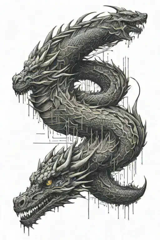 dragon binary code forming tattoo design idea