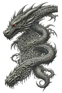 dragon binary code forming tattoo design idea
