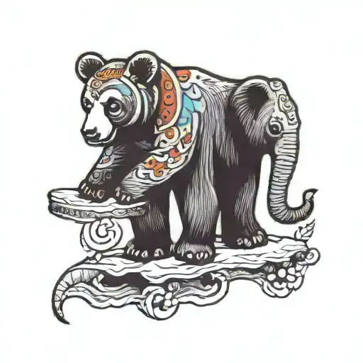 traditional style bear on my left knee, and a elephant on the right knee  tattoo design idea