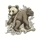 traditional style bear on my left knee, and a elephant on the right knee  tattoo design idea