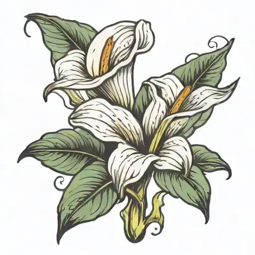 Cross Calla Lilly flower tattoo design idea