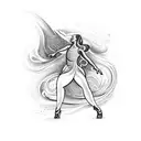 A salsa dancer surrounded by swirling waves, representing the passion for both dance and the sea tattoo design idea