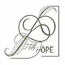 The infinity sign is intertwined with a feather and the inscription hope tattoo design idea
