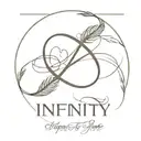 The infinity sign is intertwined with a feather and the inscription hope tattoo design idea