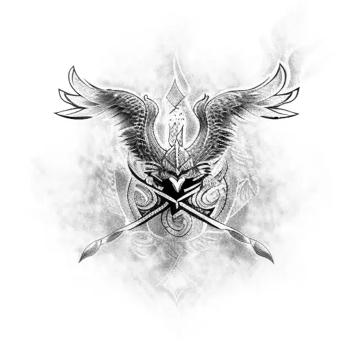 Viking style phoenix tattoo design idea
