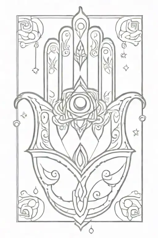 Indian style Hamsa tattoo design idea