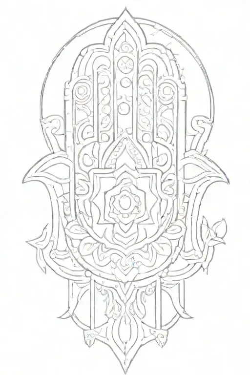 Indian style Hamsa tattoo design idea