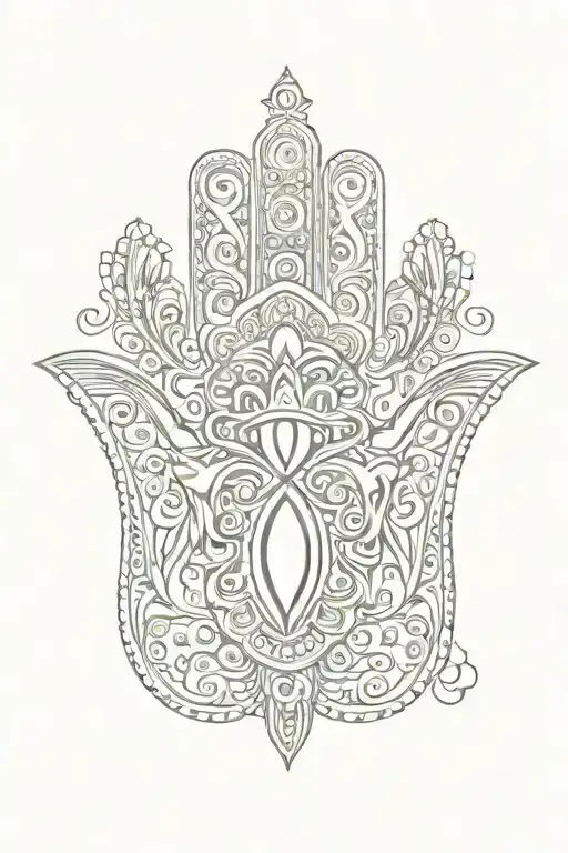 Indian style Hamsa tattoo design idea