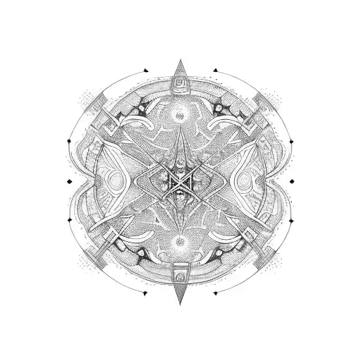 Celestial Virgo constellation with intricate tribal patterns intertwined tattoo design idea