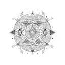 Celestial Virgo constellation with intricate tribal patterns intertwined tattoo design idea