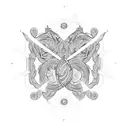 Celestial Virgo constellation with intricate tribal patterns intertwined tattoo design idea