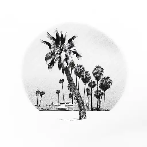 California state outline with a palm tree silhouette inside tattoo design idea