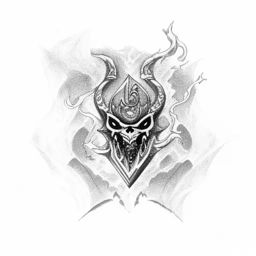 espada griega con fuego tattoo design idea