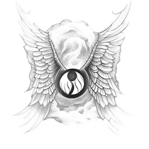 A blackwork tattoo of the Golden Snitch in mid-flight tattoo design idea