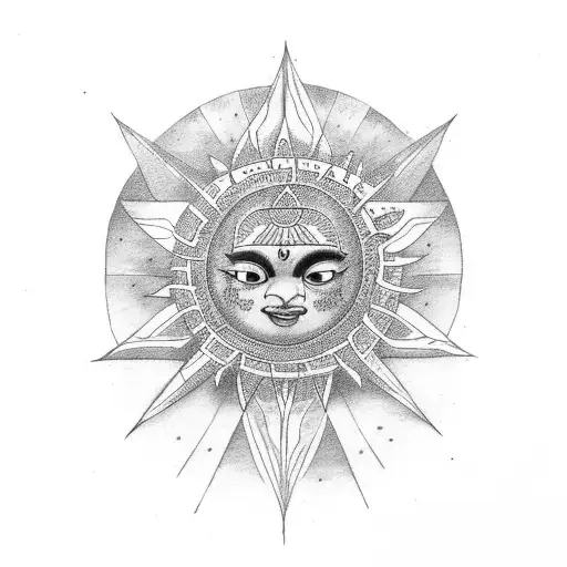 surya bhan with sun tattoo design idea