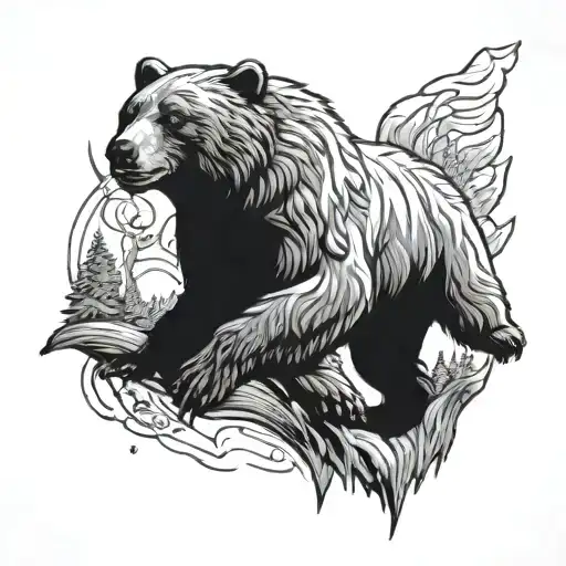 Veles and the bear tattoo design idea