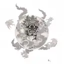 Foo Dog chasing a ball tattoo design idea