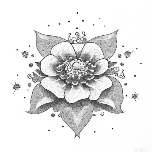 A dotwork design of a blooming flower transforming into a shooting star tattoo design idea