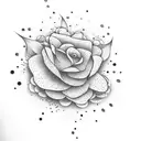 A dotwork design of a blooming flower transforming into a shooting star tattoo design idea