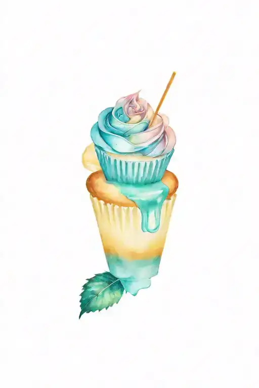 sexual water color cupcake rose intertwined tattoo design idea