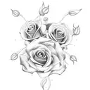 A dotwork tattoo of a piano keyboard with roses growing out of the keys tattoo design idea