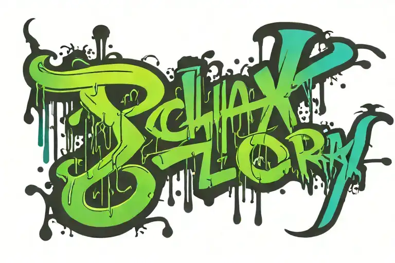 "Zachary" dripping text tattoo design idea