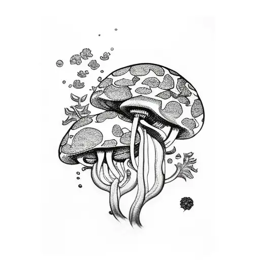 shrooms, magic mashroom, truffles, mystery  tattoo design idea