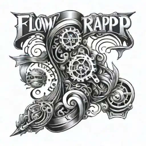 a tattoo joining the words "flowtrapp" and "technovelda" making them one and infinite tattoo design idea