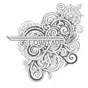 a tattoo joining the words "flowtrapp" and "technovelda" making them one and infinite tattoo design idea