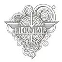 a tattoo joining the words "flowtrapp" and "technovelda" making them one and infinite tattoo design idea