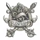a tattoo with the words "flowtrapp" and "technovelda" making them one and infinite tattoo design idea