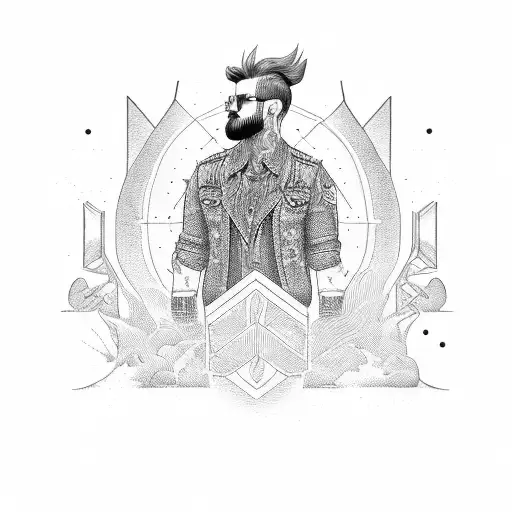 border colie and biker guy tattoo design idea