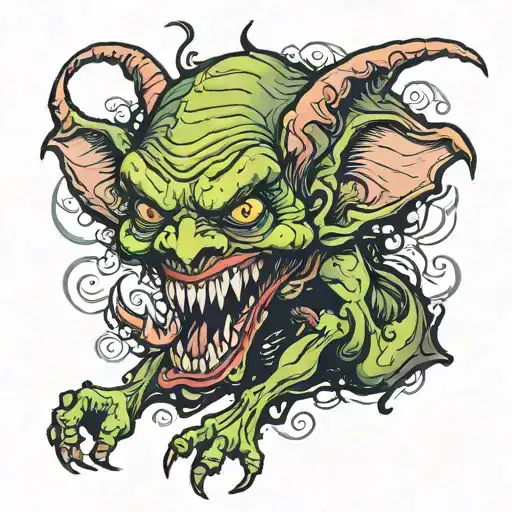goblin biting my skin tattoo design idea