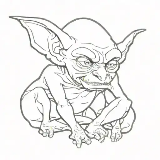 goblin biting my skin tattoo design idea