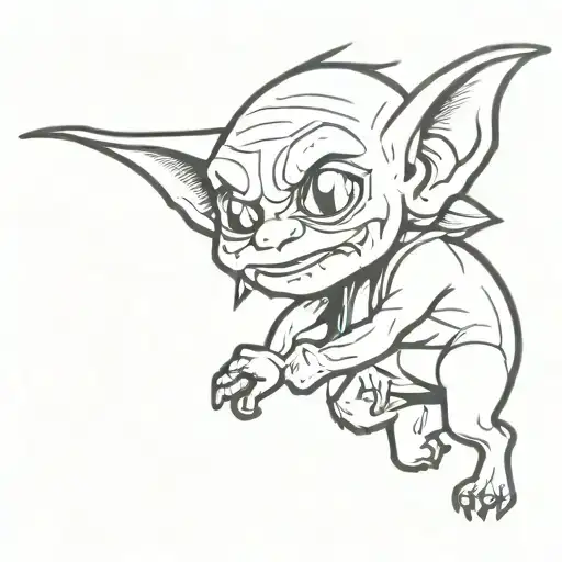 cute chibi goblin biting my skin  tattoo design idea