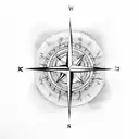 compass moon friendship tattoo design idea
