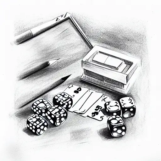 Dice and poker cards tattoo design idea