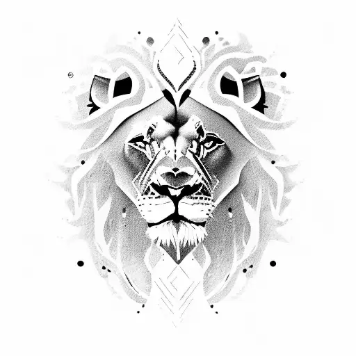 lion with two lines above it and above the lines There is text with impossible tattoo design idea