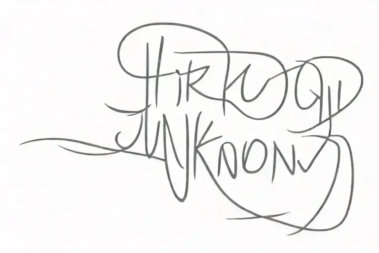 word 'unknown' written across tattoo design idea