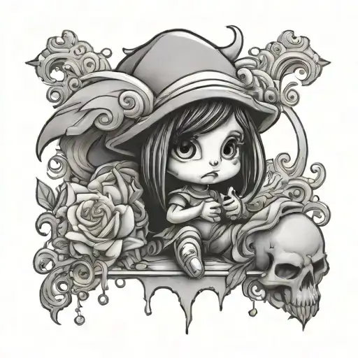 precious moments character being bad tattoo design idea
