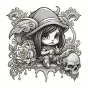 precious moments character being bad tattoo design idea