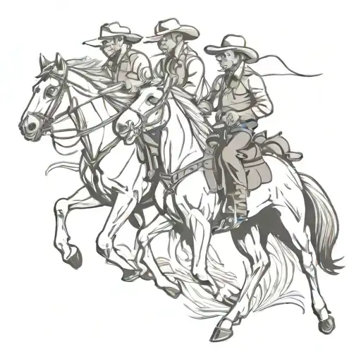 western horses cattle cowboy riding tattoo design idea