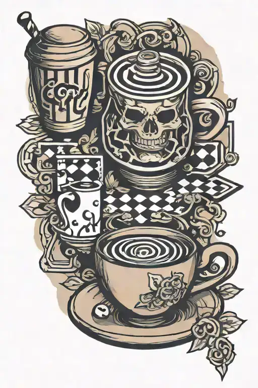 crossword puzzle coffee tattoo design idea